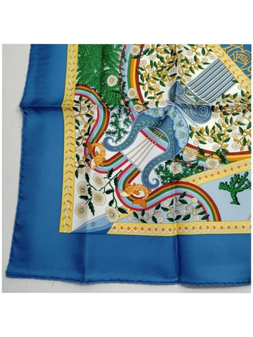 Authentic Hermès Axis Mundi Carré 90 Silk Scarf Blue Multicolor Square